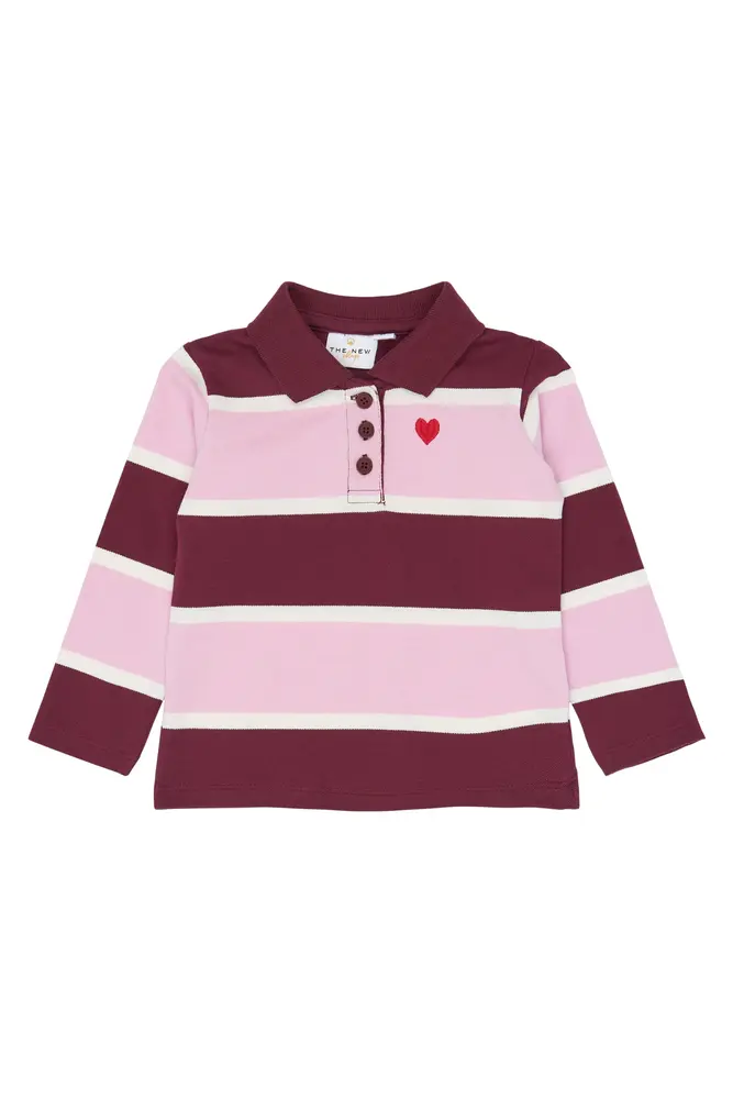 The New Siblings Vidalia Pique Polo - Burgundy Striped  - 98