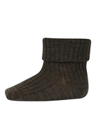 Ull Ankelstrumpor Rib - Brown Melange