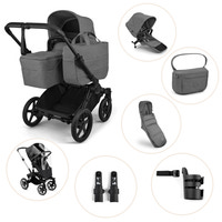 Bugaboo Donkey 6 Barnvagn Inkl. Syskonsits, Organizer, Åkpåse, Kopholder, Liggdelsadapter Og Regnskydd - Moon Grey