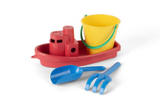 Klassisk återvunnen röd båt i nät