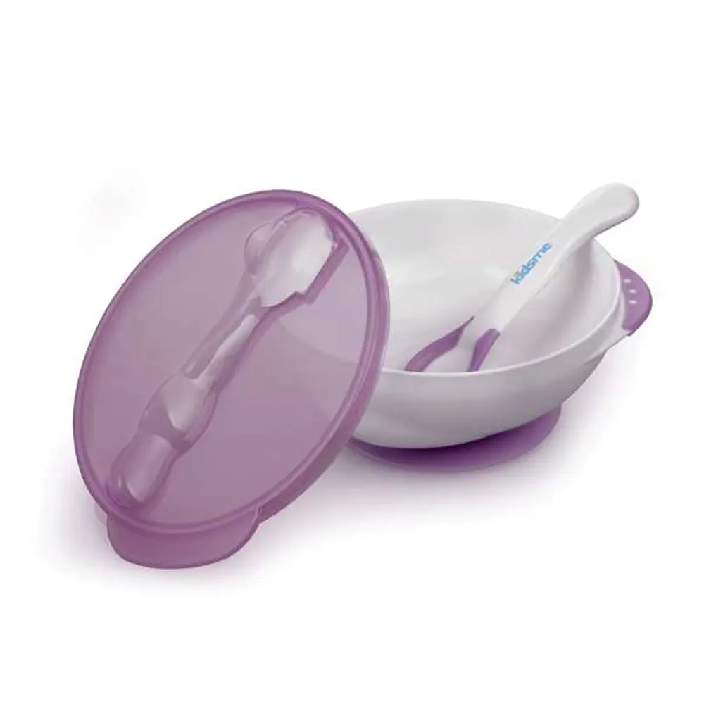 Kidsme Skål Med Sugpropp & Temperatursked - Plum | Baby & Barn - Äta - Barnserviser | BabyMode