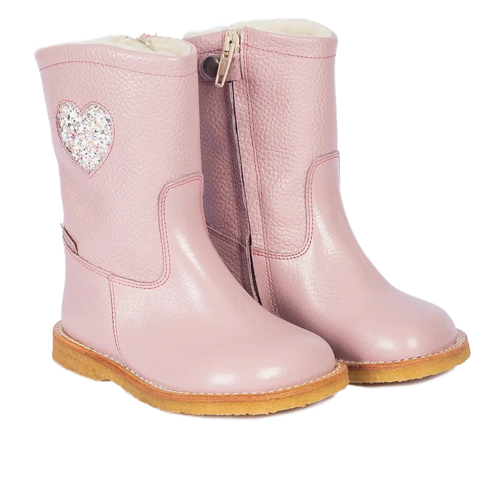 Vattenavvisande TEX-känga med glitterhjärta - Mauve - 29 | Barnskor - Stövlar - Vinterkängor | BabyMode
