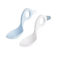Skedar Multi Grip Vit/Ljusblå Plast 2-Pack | Baby & Barn - Äta - Bestick | BabyMode