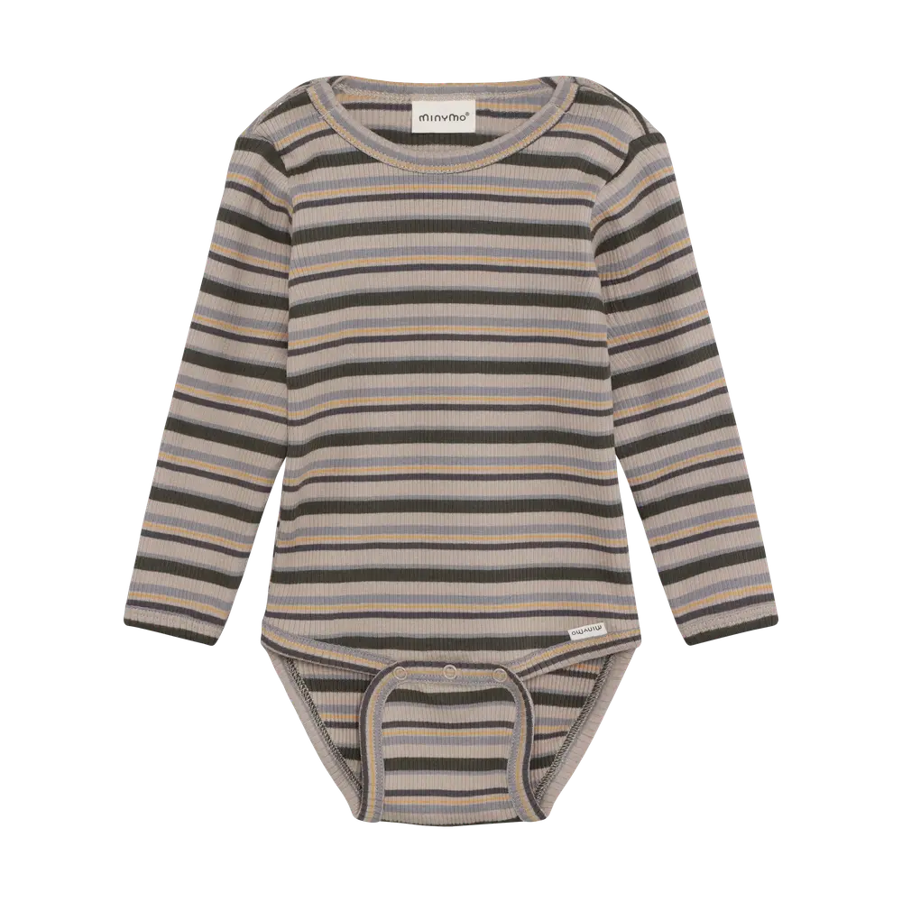 Minymo Långärmad Rib Body - Beetle - 74