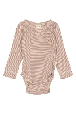 Långärmad Omlottbody Dian - Nostalgic Rose/Dark Off White | Kläder - Bodys & overaller - Långärmad body | BabyMode