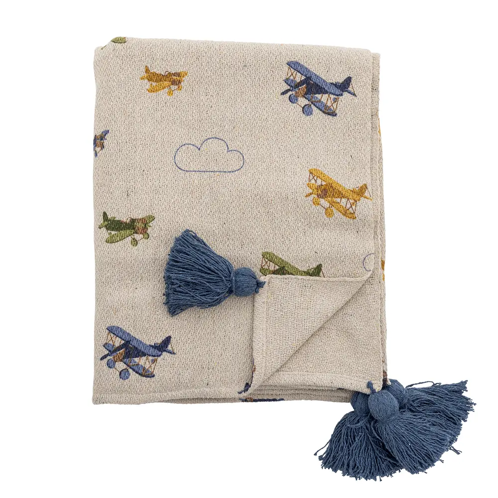 Bloomingville Mini Filt Flygplan - Natur | Barnrum - Textilier - Filtar & swaddlers | BabyMode