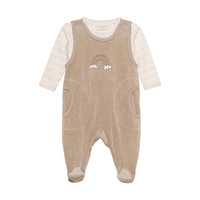 Långärmad Body Med Sparkdräkt Velour - Dune