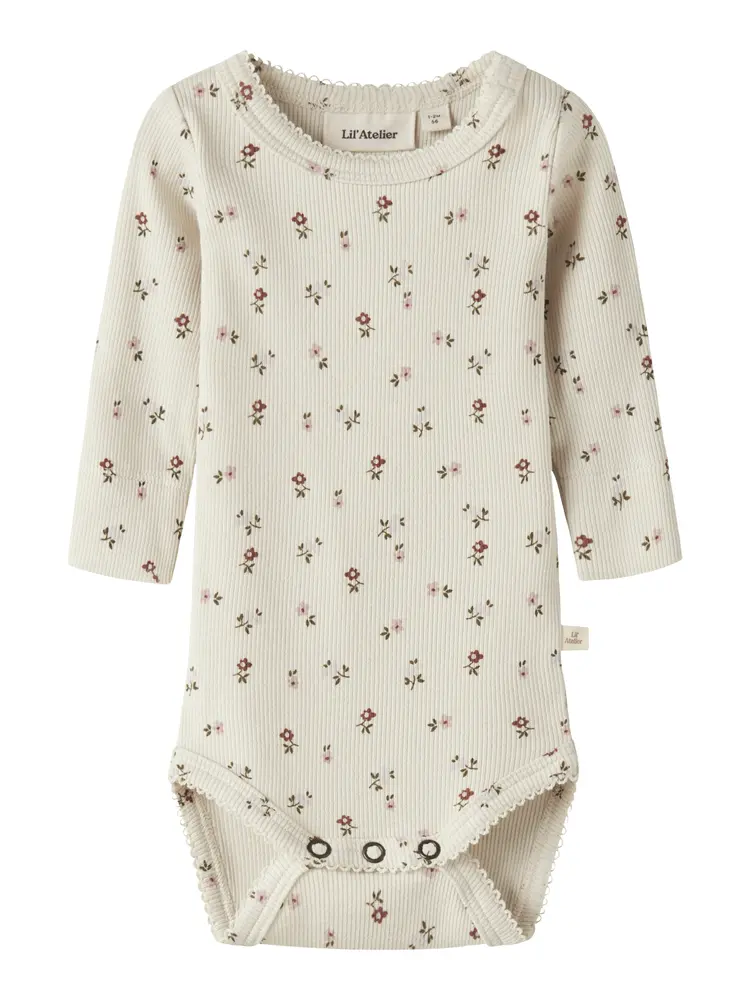 Lil Atelier Gago Långärmad Body Slim - Turtledove - 86 | Barnkläder - Bodys & overaller - Långärmad body | BabyMode