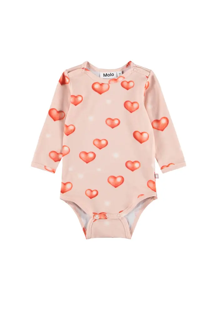 Molo Foss Långärmad Body - Airbrush Hearts - 74 | Barnkläder - Bodys & overaller - Långärmad body | BabyMode