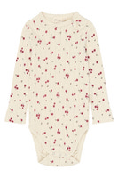 Petit Piao Gracie Långärmad Pointelle Body - Eggnog Rosehip AOP