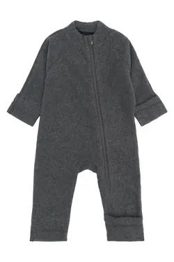 Bomullsfleece-babyoverall - Anthracite Melange | Barnkläder - Ytterplagg - Softshell & fleece - Fleece | BabyMode