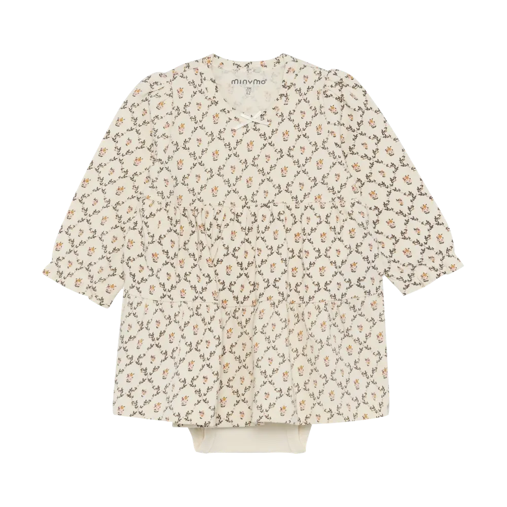 Minymo Långärmad Bodyklänning - Seedpearl - 74