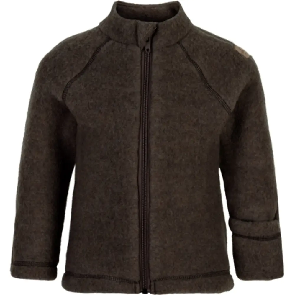 Jacka Ull - Dark Brown Melange - 74 | Barnkläder - Ull - Ulltröjor | BabyMode