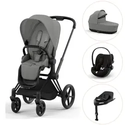 Priam duovagn mirage grey/matt black inkl. Cloud G och Bas G - magic black | Barnvagnar | BabyMode
