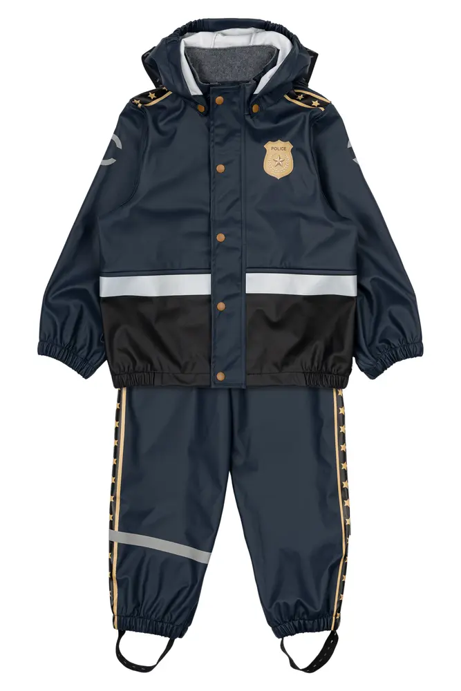 Regnkläder Polis m. Hängslen - Blue Nights - 110 | Barnkläder - Ytterplagg - Regnkläder | BabyMode