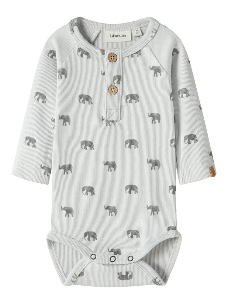 Lil' Atelier Lavo Eko Långärmad Slim Body - Glacier Gray - 68