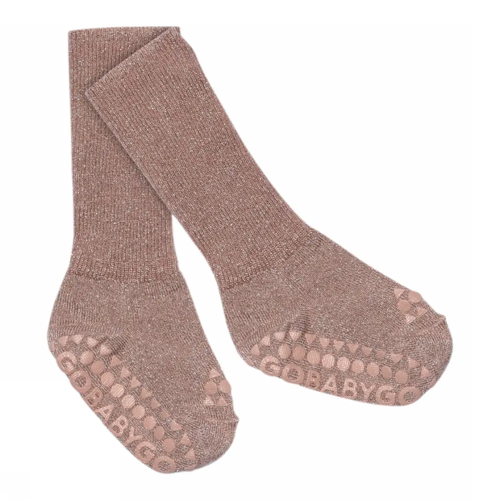 Halkfria Strumpor Glitter - Woodrose - 23/26 | Barnkläder - Strumpor & strumpbyxor - Halkfria strumpor | BabyMode
