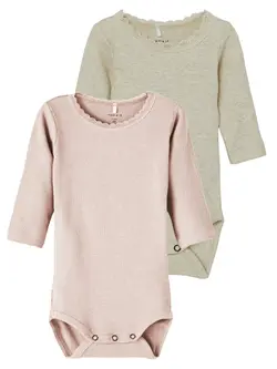 Långärmad Body Kab 2-pack - Peyote Melange | Kläder - Bodys & overaller - Långärmad body | BabyMode