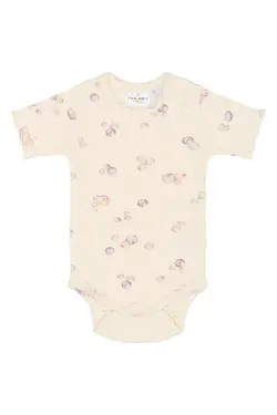 Tamma Kortärmad Rib Body - Gardenia AOP | Barnkläder - Bodys & overaller - Kortärmad body | BabyMode