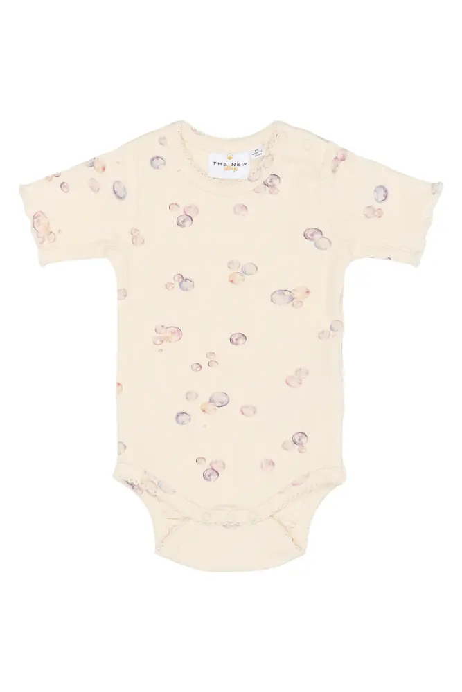 Tamma Kortärmad Rib Body - Gardenia AOP - 74 | Barnkläder - Bodys & overaller - Kortärmad body | BabyMode