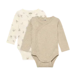Långärmad Omlottbody 2-pack - Silver Mink Melange | Kläder - Bodys & overaller - Långärmad body | BabyMode