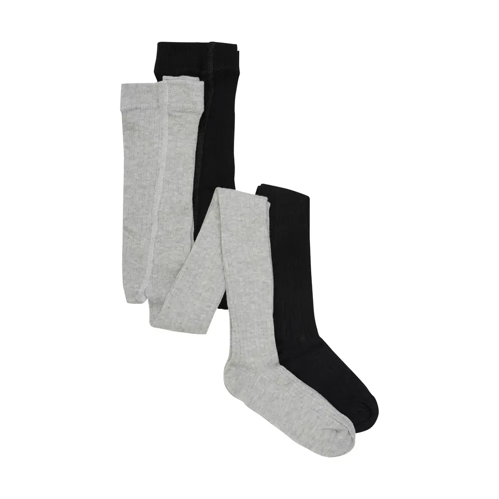 Strumpbyxor Rib 2-pack - Light Grey Melange - 80/86 | Barnkläder - Strumpor & strumpbyxor - Strumpbyxor | BabyMode
