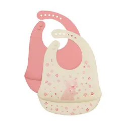 Silikon Haklapp 2-Pack - Brandied Apricot | Baby & Barn - Äta - Haklappar | BabyMode