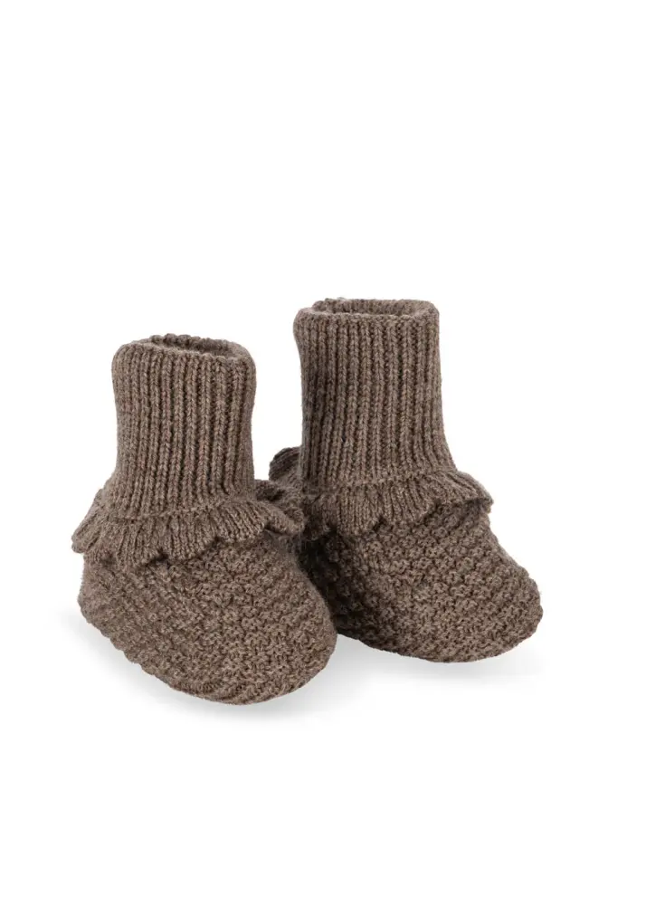 Fruity Tofflor - Bunny Brown Melange - 12-18 MDR. | Barnkläder - Ull - Ullmössor, ullvantar och ulltossor | BabyMode