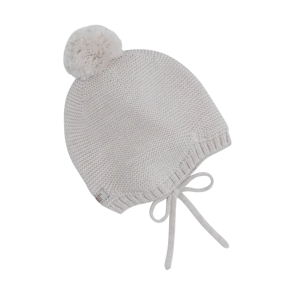 Huttelihut Ullstickad Mössa m. Pompom - Sand Melange - 48