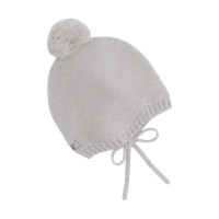 Huttelihut Ullstickad Mössa m. Pompom - Sand Melange