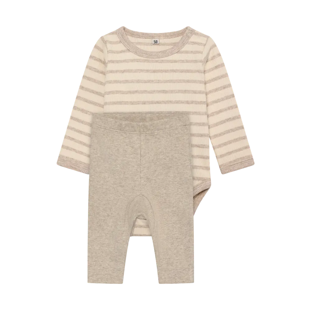 Set Body med Leggings - Silver Mink Melange - 50 | Barnkläder - Set & Multipack - Bodys | BabyMode