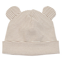 Müsli Mini Stripe Rib Mössa m. Öron - Balsam Cream/Walnut/Oat
