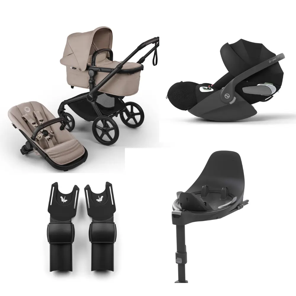 Bugaboo Fox 5 Renew Complete - Black/Desert Taupe + Cloud T + Bas T + Adapter | Barnvagnar - Barnvagnspaket | BabyMode