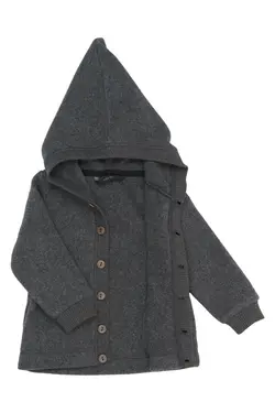 Bomullsfleece-Cardigan med huva - Anthracite Melange | Barnkläder - Ytterplagg - Softshell & fleece - Fleece | BabyMode