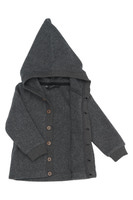 Bomullsfleece-Cardigan med huva - Anthracite Melange