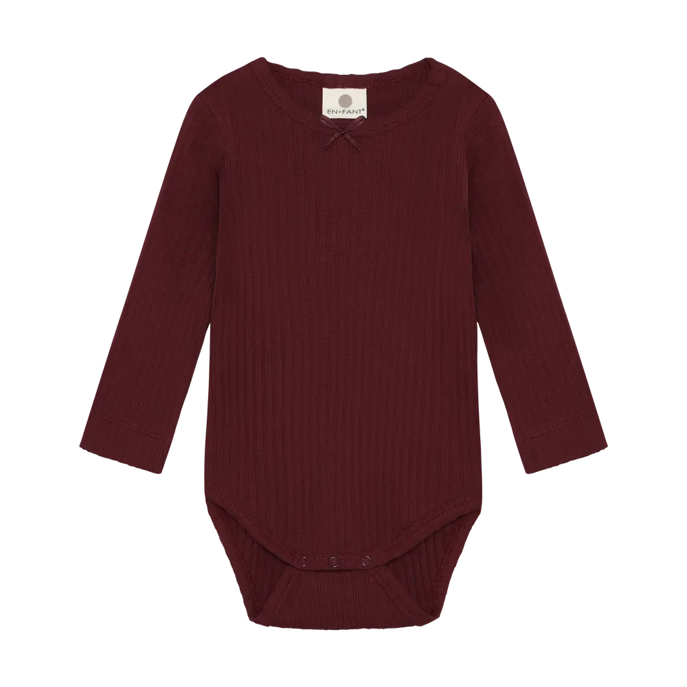 En Fant Långärmad Body - Burgundy - 62