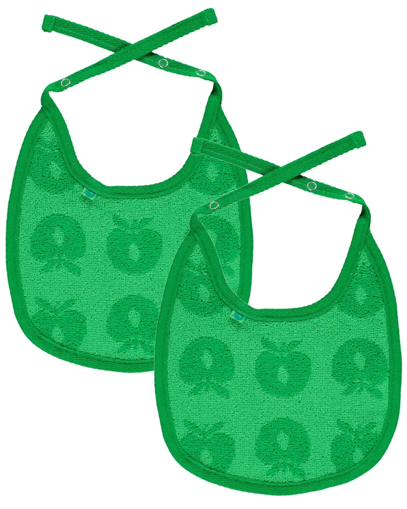 Småfolk 2-pack Haklappar Med Äpplen - Apple Green | Baby & Barn - Äta - Haklappar | BabyMode