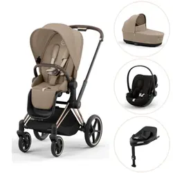 Priam duovagn cozy beige/rosegold inkl. Cloud G och Bas G - magic black | Barnvagnar | BabyMode
