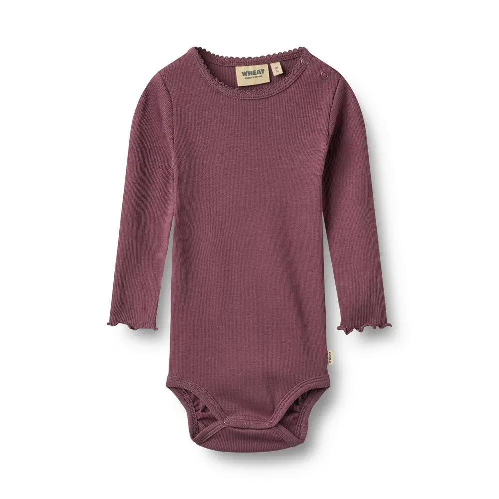 Wheat Regitze Långärmad Rib Body - Eggplant - 92