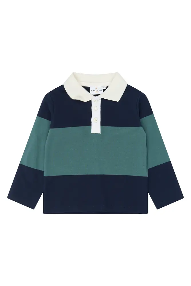 The New Siblings Yarok Långärmad Pique Polo - Navy Blazer Striped - 86