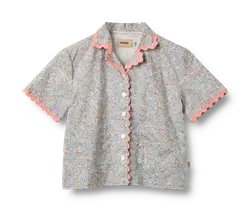 Vilma Lace T-Shirt - Air Blue Flowers | Kläder - Toppar - T-shirts & toppar | BabyMode