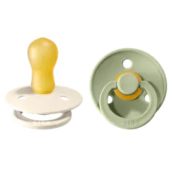 Napp Colour 2-pack Latex Rund 18+ mån - Ivory/Sage | Baby & Barn - Sköta - Nappar | BabyMode