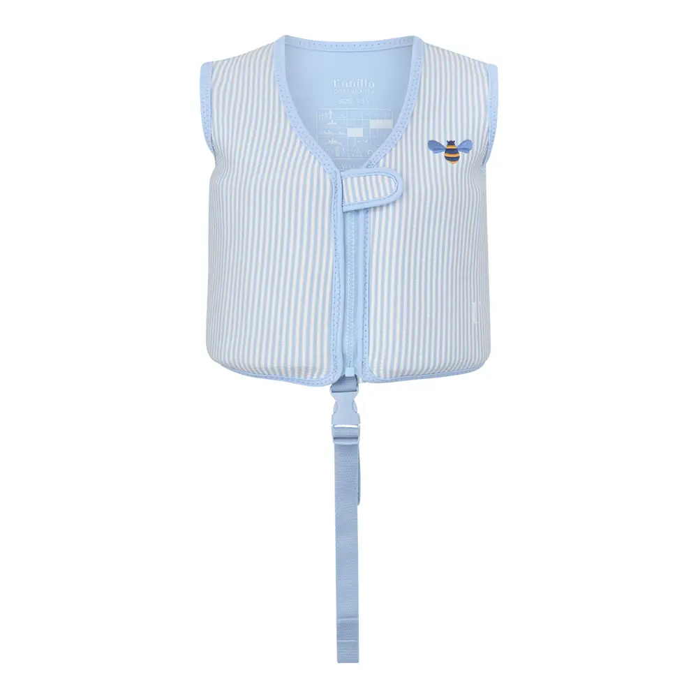 Simväst med rem - Seersucker - Honeybee - Blue - 1-3 ÅR | Barnkläder - Badkläder - Badtillbehör - Badvästar | BabyMode