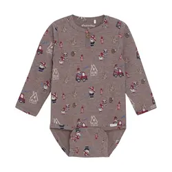 Långärmad Body - Dark Brown Melange | Kläder - Bodys & overaller - Långärmad body | BabyMode