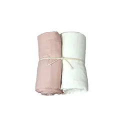 Muslinfilt 2-pack 115x115cm - Vit/Rosa | Barnrum - Textilier - Muslinfiltar | BabyMode