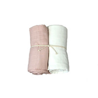 Muslinfilt 2-pack 115x115cm - Vit/Rosa