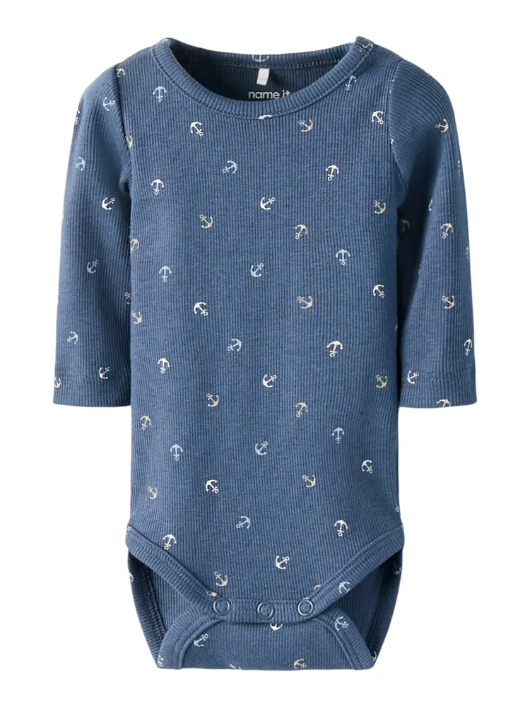 Fanchor Långärmad Body - Vintage Indigo - 56 | Barnkläder - Bodys & overaller - Långärmad body | BabyMode