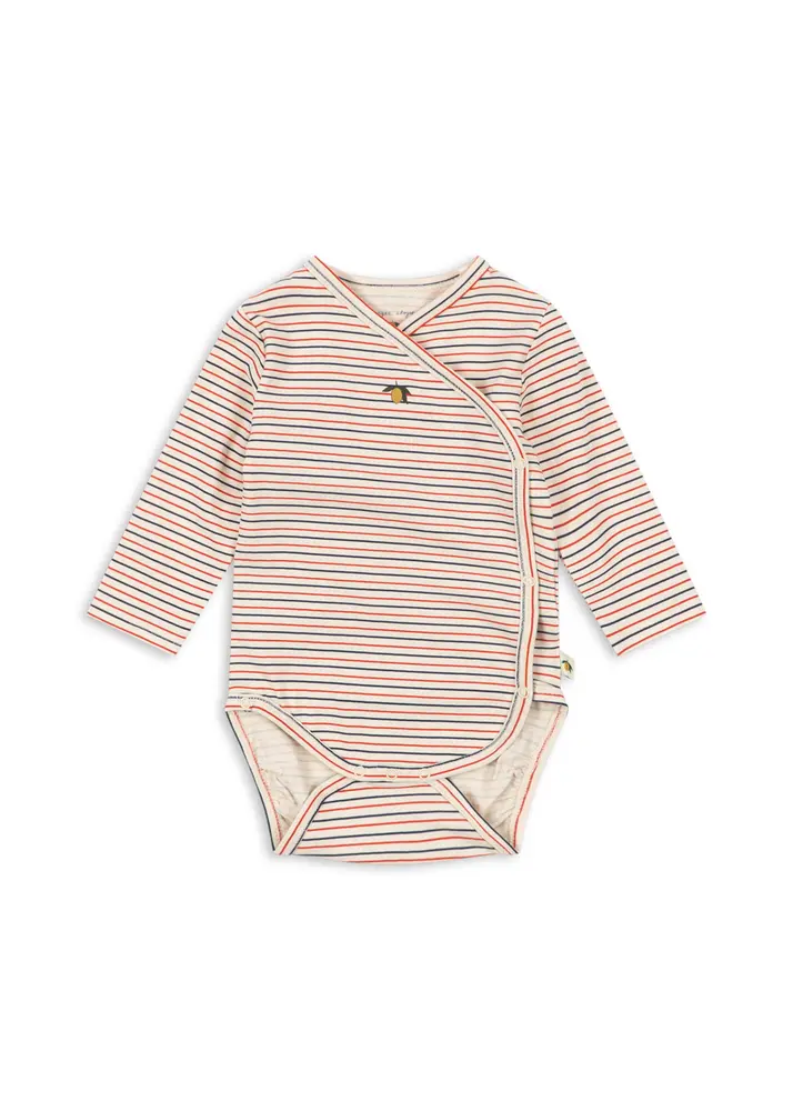 Långärmad Newborn Body - Stripe tricolore petit - 6 MDR. | Barnkläder - Bodys & overaller - Omlottbody | BabyMode