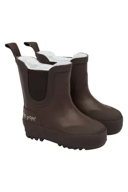 Kort Fodrad Gummistövel - Chocolate | Skor - Fodrade stövlar - Korta fodrade stövlar | BabyMode
