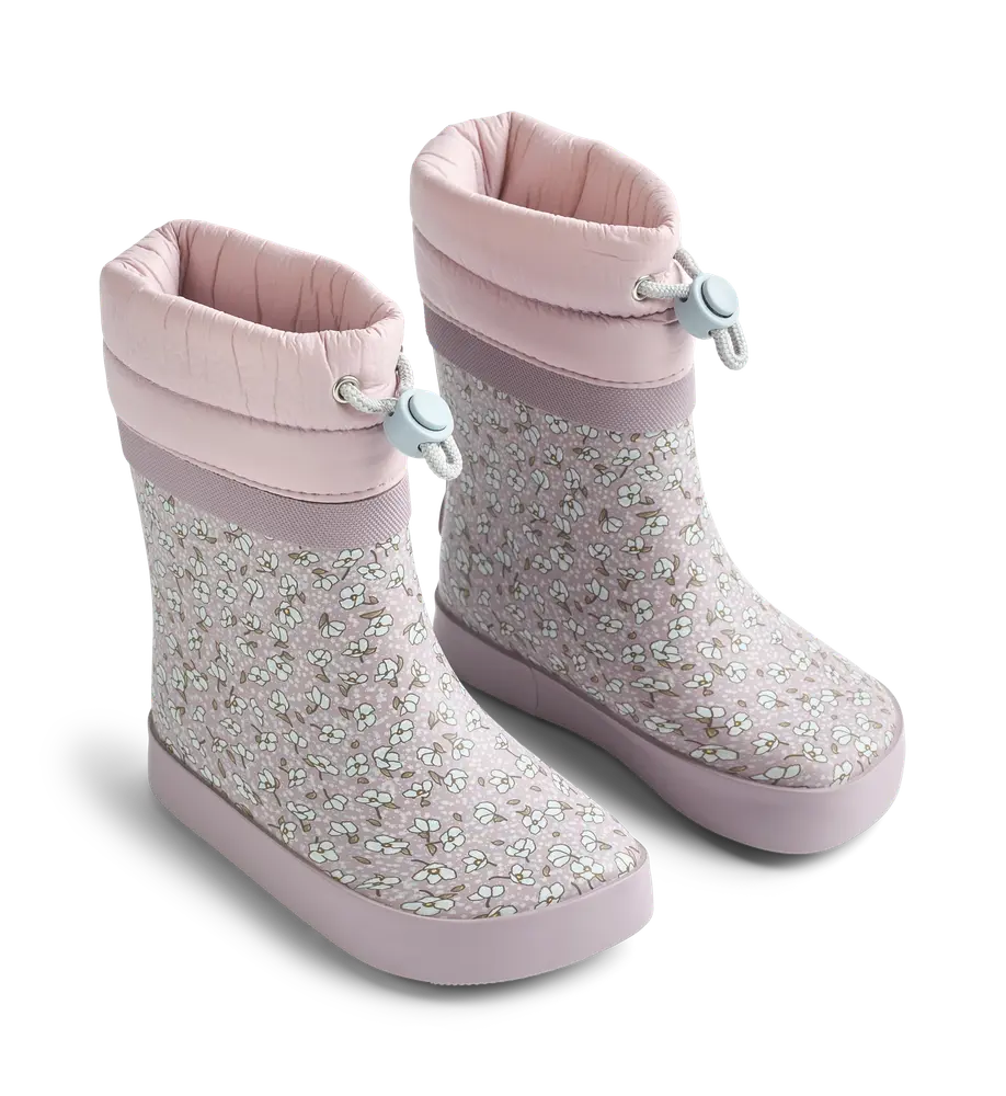 Wheat Arden Barefoot Termo Gummistövel - Lilac Blue Flowers - 31